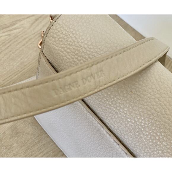 Dagne Dover Andra Pebbled Leather Neutral Crossbody Bone Shoulder Bag Medium - Picture 8 of 15